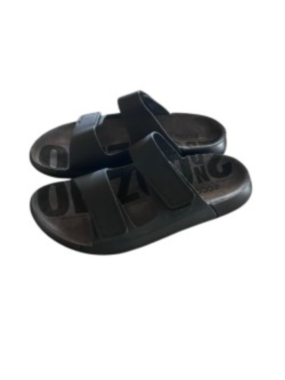 Ecco Black Double-Strap Slide Sandals with Contoured Footbed